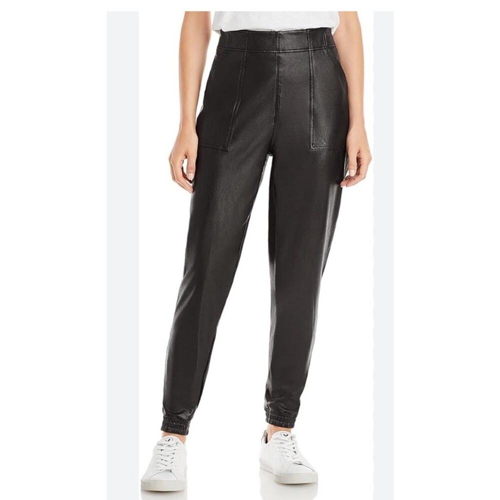 Spanx Faux Leather Like Jogger Pants Womens Small Pull-On Noir Black 20283R